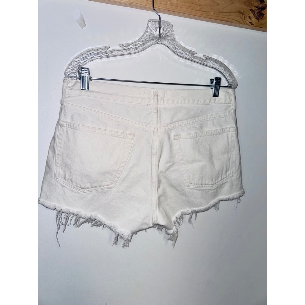 AGOLDE Parker White Distressed Denim Cut Off Shorts Button Fly Size 29 A026-1157 - Picture 2 of 6